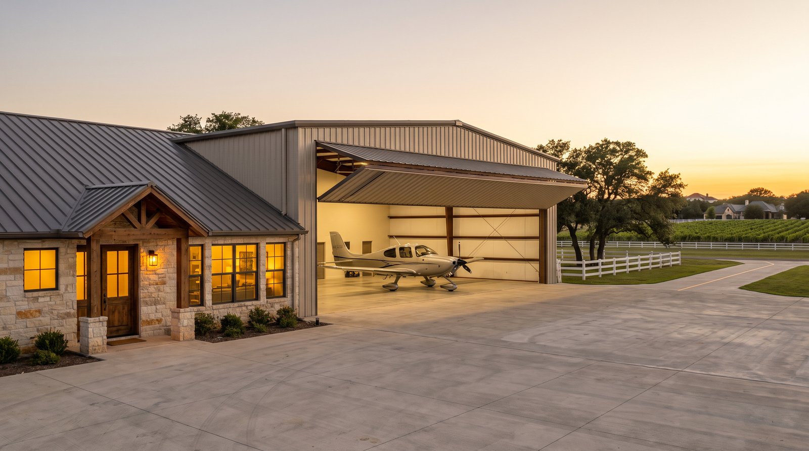 Breaux Ranch hangar home with private plane and runway